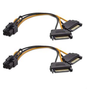 imageCable Matters 2Pack 6 Pin PCIe to Dual SATA Power Cable 4 Inches 2X SATA to 6 Pin PCIe