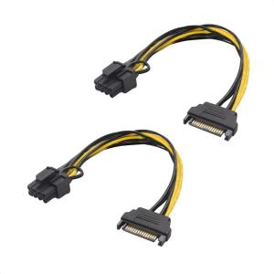 imageCable Matters 2Pack SATA to 62 Pin Power Cable  7 Inches SATA to 8 Pin PCIe  6 Pin PCIe Power Cable