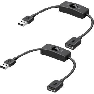 imageCable Matters 2Pack USB On Off Switch  3ft Support Data and Power Short USBA Extension Cable with ON Off USB Power Switch1 ft