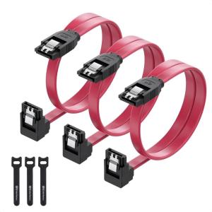 imageCable Matters 3Pack 90 Degree SATA Cable  18 Inch SATA III 6Gbps Right Angle Data Cable for SSD HDD CDDVD Drives Hard Drive Optical Drive Gaming PC Desktop Motherboard BlackRed
