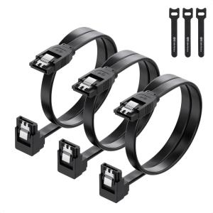 imageCable Matters 3Pack 90 Degree SATA Cable  18 Inch SATA III 6Gbps Right Angle Data Cable for SSD HDD CDDVD Drives Hard Drive Optical Drive Gaming PC Desktop Motherboard BlackBlack