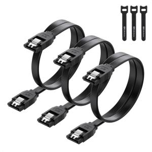 imageCable Matters 3Pack Straight SATA Cable  18 Inch SATA III 6Gbps Data Cable for SSD HDD CDDVD Drives Hard Drive Optical Drive Gaming PC Desktop Motherboard BlackBlack