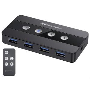 imageCable Matters 4 Port USB 30 Switch USB Sharing Switch for 4 Computers and USB Peripherals  Button or Wireless Remote Control Switching  Includes a USBC Adapter for USBC USB4 and Thunderbolt 4