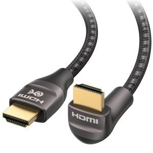 imageCable Matters 48Gbps Ultra HD 8K Right Angle HDMI Cable 66 ft 90 Degree HDMI Cable with 8K60Hz 4K240Hz and HDR Support in BlackBlack