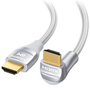imageCable Matters 48Gbps Ultra HD 8K Right Angle HDMI Cable 66 ft 90 Degree HDMI Cable with 8K60Hz 4K240Hz and HDR Support in BlackGray