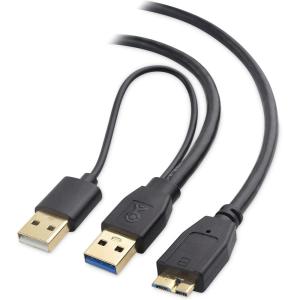 imageCable Matters 5Gbps Micro USB 30 to USB Splitter Cable  20 Inches MicroB 30 to Dual USBA for Data and Extra Power MicroUSB 30 to USBA Y Cable