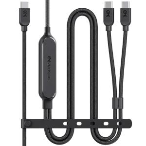imageCable Matters Braided 2in1 USB C to USB C Cable  6ft 140W Smart Power Allocation for Laptops and Phones Supports Charging ampamp Data Transfer USB C Power Splitter Works with MacBook iPad iPhone