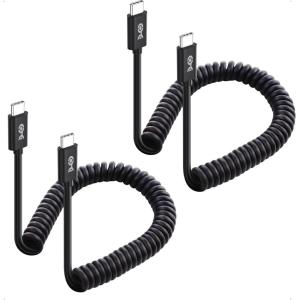 imageCable Matters Coiled USB C to USB C Cable 14 Feet Up to 60W Charging 480Mbps Data Transfer Compatible with Apple CarPlay Android Auto USBC Charger Cable for iPhone 1615 Galaxy S242Pack