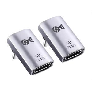 imageCable Matters ComboPack 40Gbps Right Angle USBC Adapter Kit Up to 4K240Hz Video 240W Charging 40Gbps Data Transfer 90 Degree USB C Adapter Compatible with Thunderbolt 4 iPhone 16 Steam DeckRight Angle
