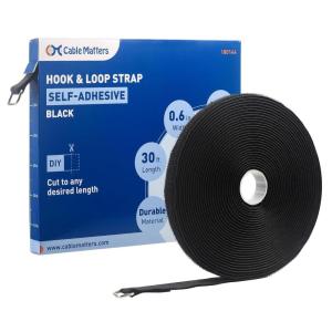 imageCable Matters Hook and Loop Straps with Buckle 30ft Roll with 45 Metal Buckles 06 Inch Wide Adjustable Cable Straps Black06 inches Wide