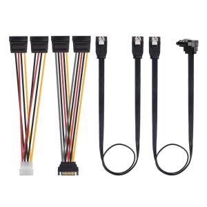 imageCable Matters SATA III Data Cable and SATA Power Cable Kit with Straight and 90 Degree SATA3 Connector Power Splitter Adapter and Molex Adapter in Black