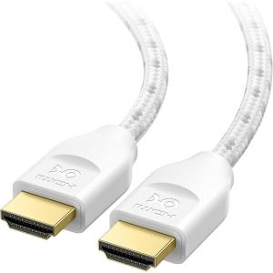 imageCable Matters Ultra High Speed HDMI Certified Braided 48Gbps 8K HDMI Cable 66 ft  2m with 8K60Hz 4K240Hz and HDR Support for PS5 Xbox Series XS RTX3080  3090 Apple TV and More in WhiteWhite