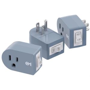imageETL Listed Cable Matters 3Pack Grounded Outlet Switch with ON Off Plug Switch ON Off Single Outlet Adapter ONOff BlackGrey