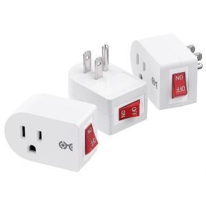 imageETL Listed Cable Matters 3Pack Grounded Outlet Switch with ON Off Plug Switch ON Off Single Outlet Adapter ONOff BlackWhite