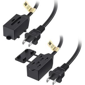 imageUL Listed Cable Matters 2Pack 16 AWG 2 Prong Extension Cord 6 ft 13A 3Outlet Extension Cords with Tamper Guard 13 Amp 1625 Watts WhiteBlack