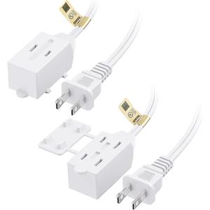 imageUL Listed Cable Matters 2Pack 16 AWG 2 Prong Extension Cord 6 ft 13A 3Outlet Extension Cords with Tamper Guard 13 Amp 1625 Watts WhiteWhite