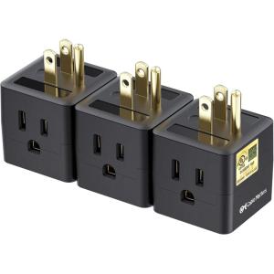 imageUL Listed Cable Matters 3Pack 3 Outlet Wall Adapter Grounded Cube Tap Outlet Splitter 3 Way Plug Adapter 3Prong Power Splitter BlackBlack