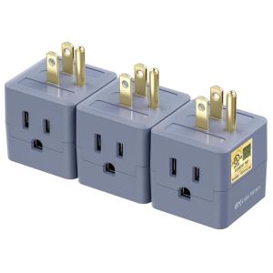 imageUL Listed Cable Matters 3Pack 3 Outlet Wall Adapter Grounded Cube Tap Outlet Splitter 3 Way Plug Adapter 3Prong Power Splitter BlackGray