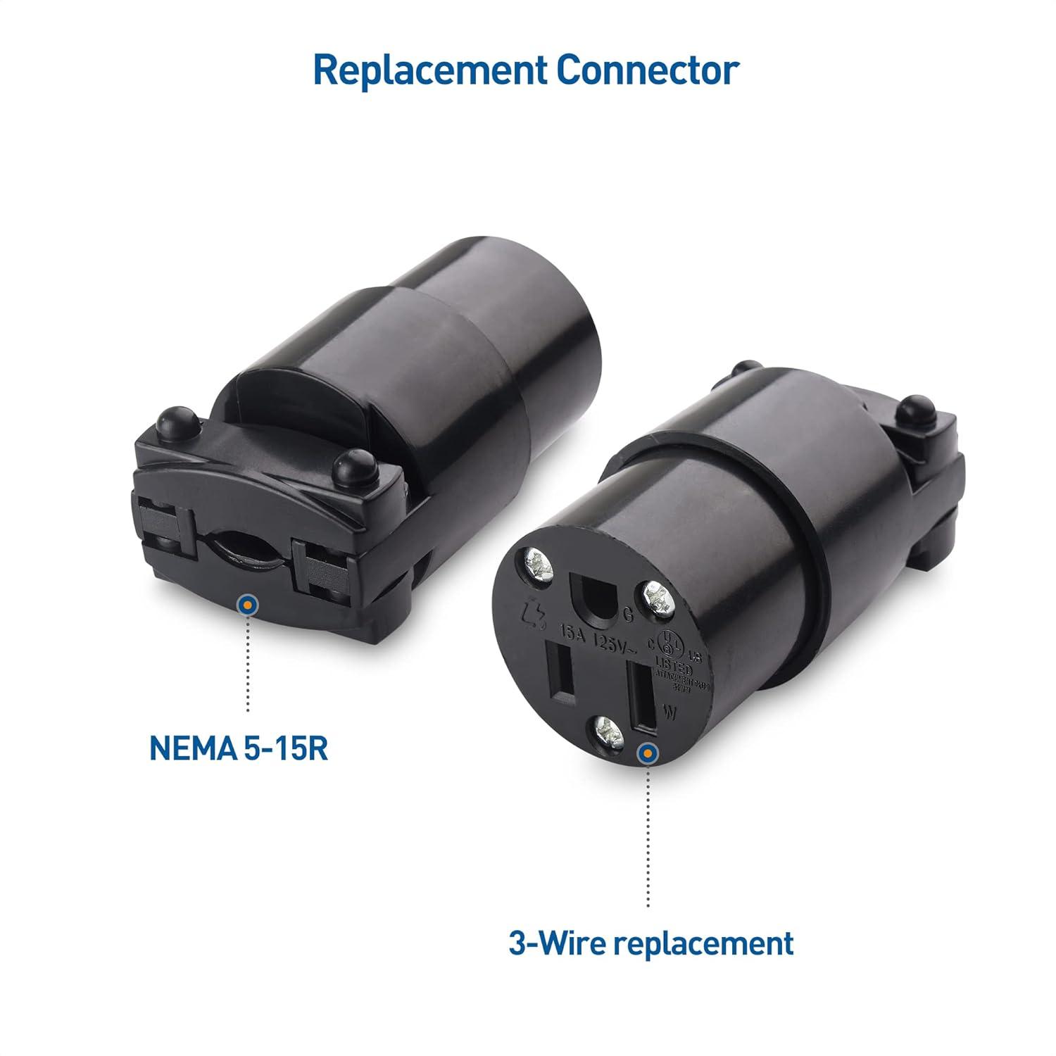 imageCable Matters 4Pack 3 Prong Extension Cord Plug Replacement UL Listed 2X NEMA 515R and 2X NEMA 515P Replacement Plugs  Extension Cord Ends in BrownBlack