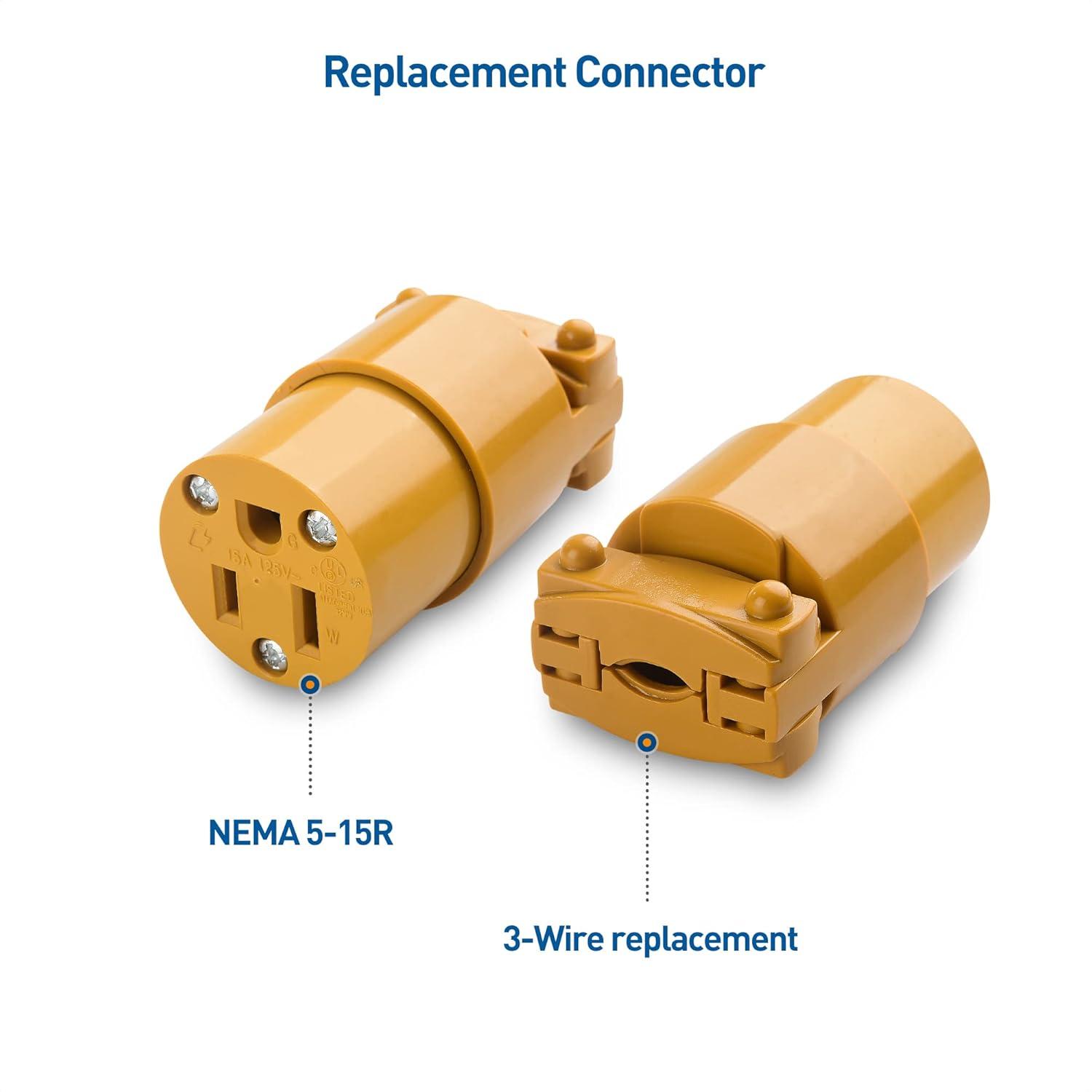 imageCable Matters 4Pack 3 Prong Extension Cord Plug Replacement UL Listed 2X NEMA 515R and 2X NEMA 515P Replacement Plugs  Extension Cord Ends in BrownBrown