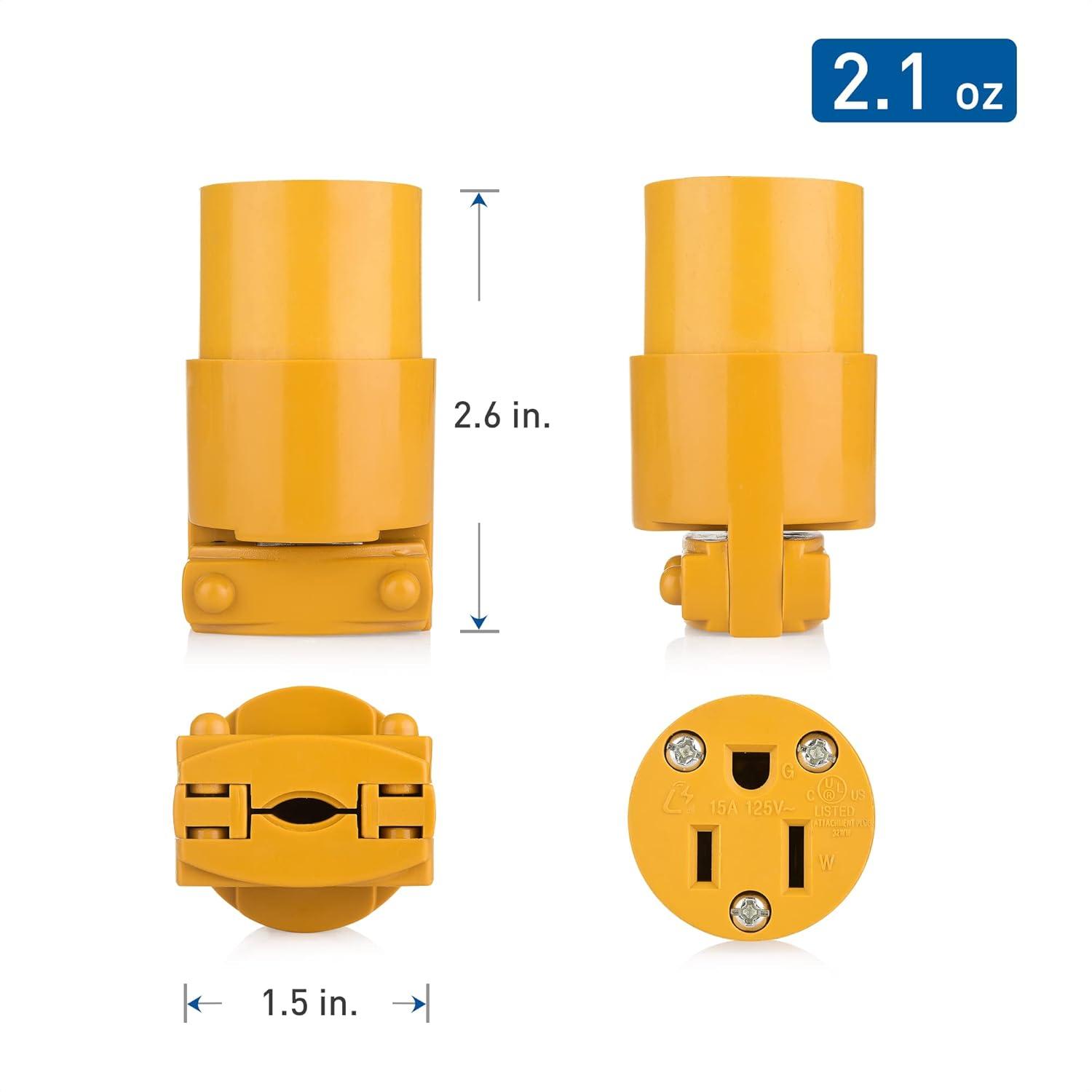 imageCable Matters 4Pack 3 Prong Extension Cord Plug Replacement UL Listed 2X NEMA 515R and 2X NEMA 515P Replacement Plugs  Extension Cord Ends in BrownBrown