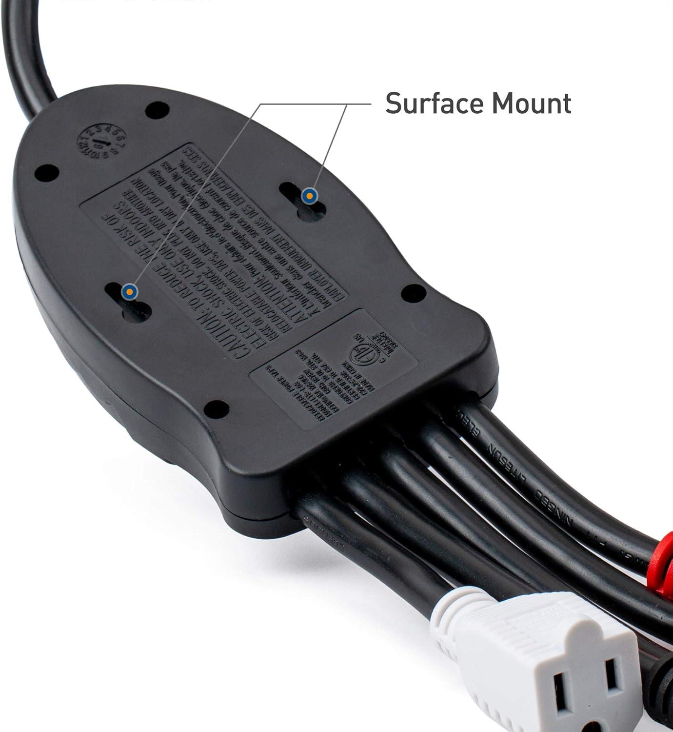 imageCable Matters 5 Outlet Power Cord Splitter Power Squid Outlet Multiplier with Extra Long 10 Foot Power Cord and Color Coded Receptacles