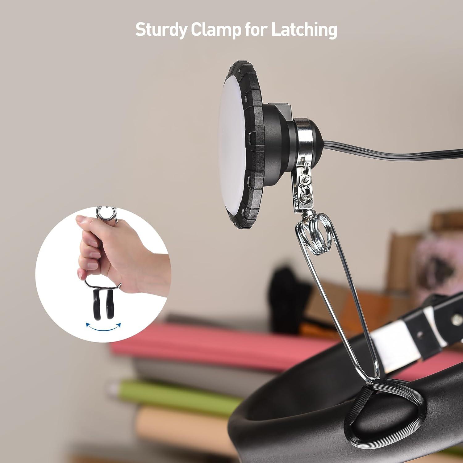 imageETL Certified Cable Matters Portable LED Clamp Light for Workshop Clamp On Light LED Clamp Work Light with 6 feet Cord 800 Lumens 95Watts 5000K Daylight