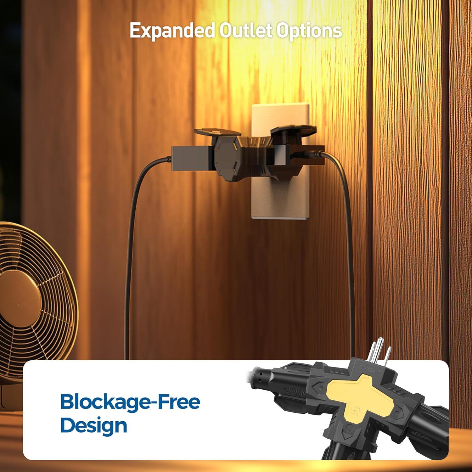 imageETL Listed Cable Matters 2Pack 3 Way Outdoor Plug Splitter 15A 1875W IndoorOutdoor Multi Plug Outlet 3 Way Plug Adapter in BlackBlack