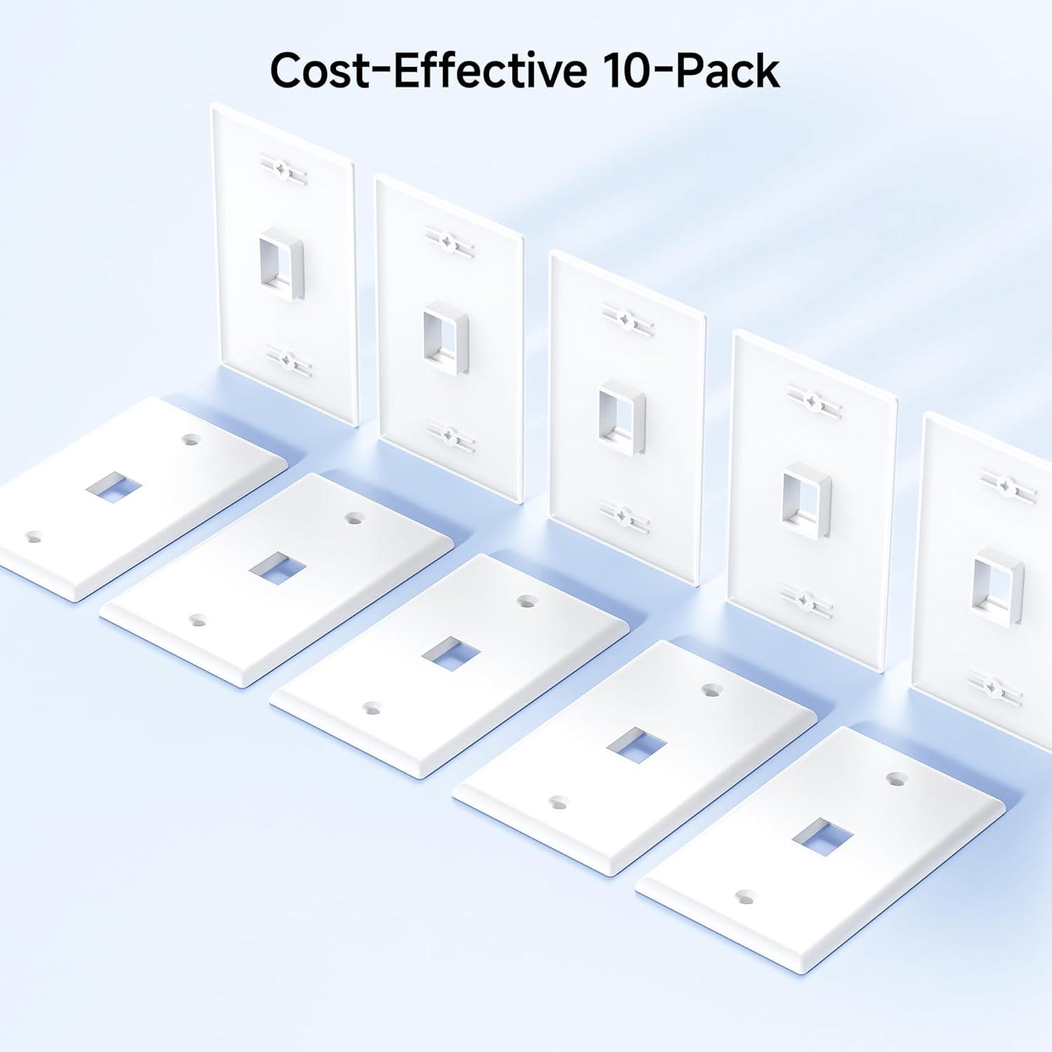 imageUL Listed Cable Matters 10Pack Low Profile 2Port Keystone Jack Wall Plate RJ45 Wall Plate for Keystone Jacks in White1Port