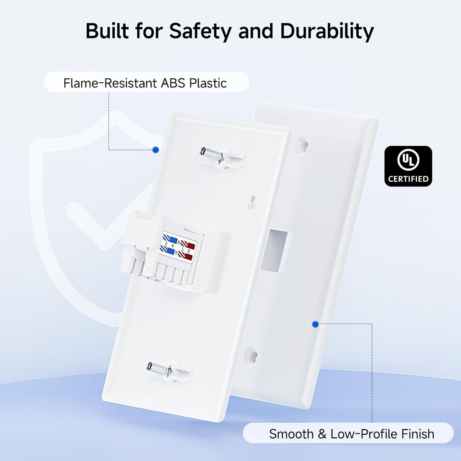 imageUL Listed Cable Matters 10Pack Low Profile 2Port Keystone Jack Wall Plate RJ45 Wall Plate for Keystone Jacks in White1Port