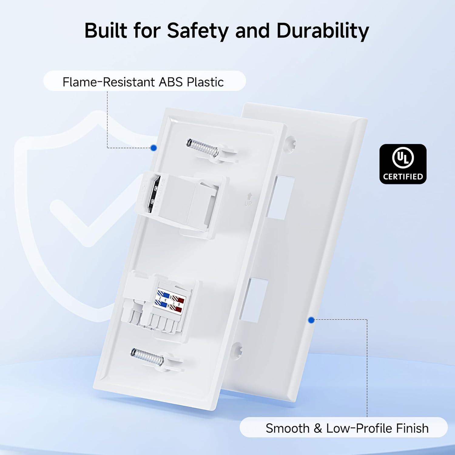 imageUL Listed Cable Matters 10Pack Low Profile 2Port Keystone Jack Wall Plate RJ45 Wall Plate for Keystone Jacks in White2Port