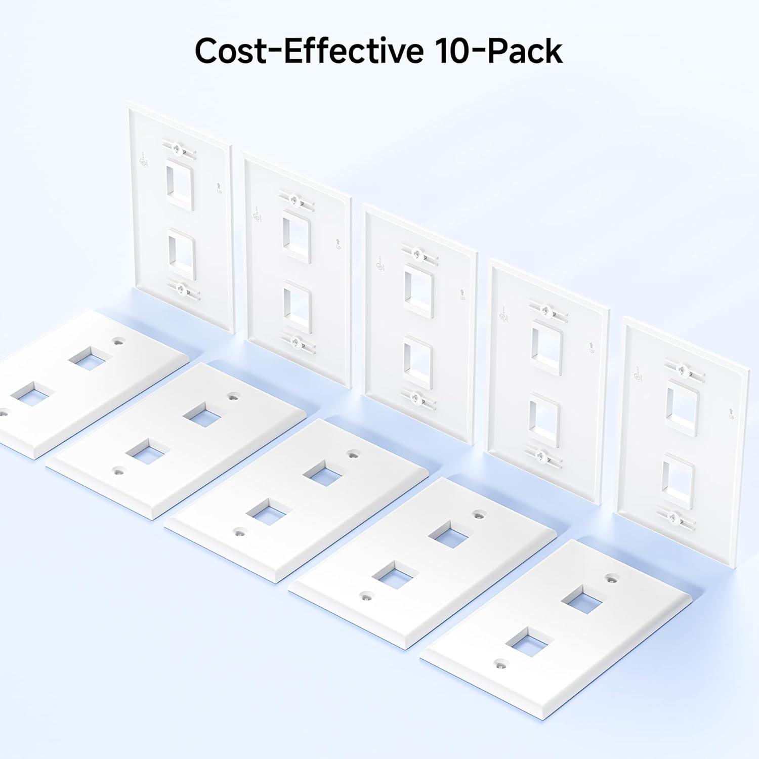 imageUL Listed Cable Matters 10Pack Low Profile 2Port Keystone Jack Wall Plate RJ45 Wall Plate for Keystone Jacks in White2Port