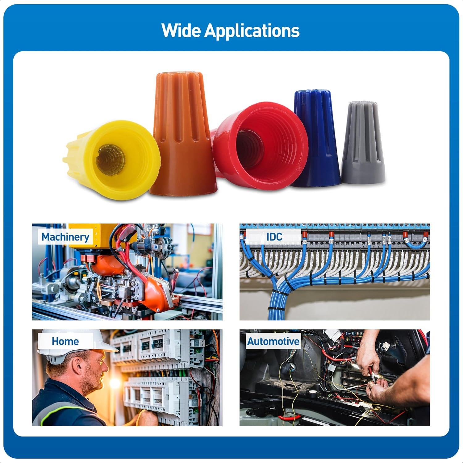 imageUL Listed Cable Matters 180Pack Twist Electrical Wire ConnectorsWire Caps  5 Size Kit for 22 AWG to 10 AWG Wire