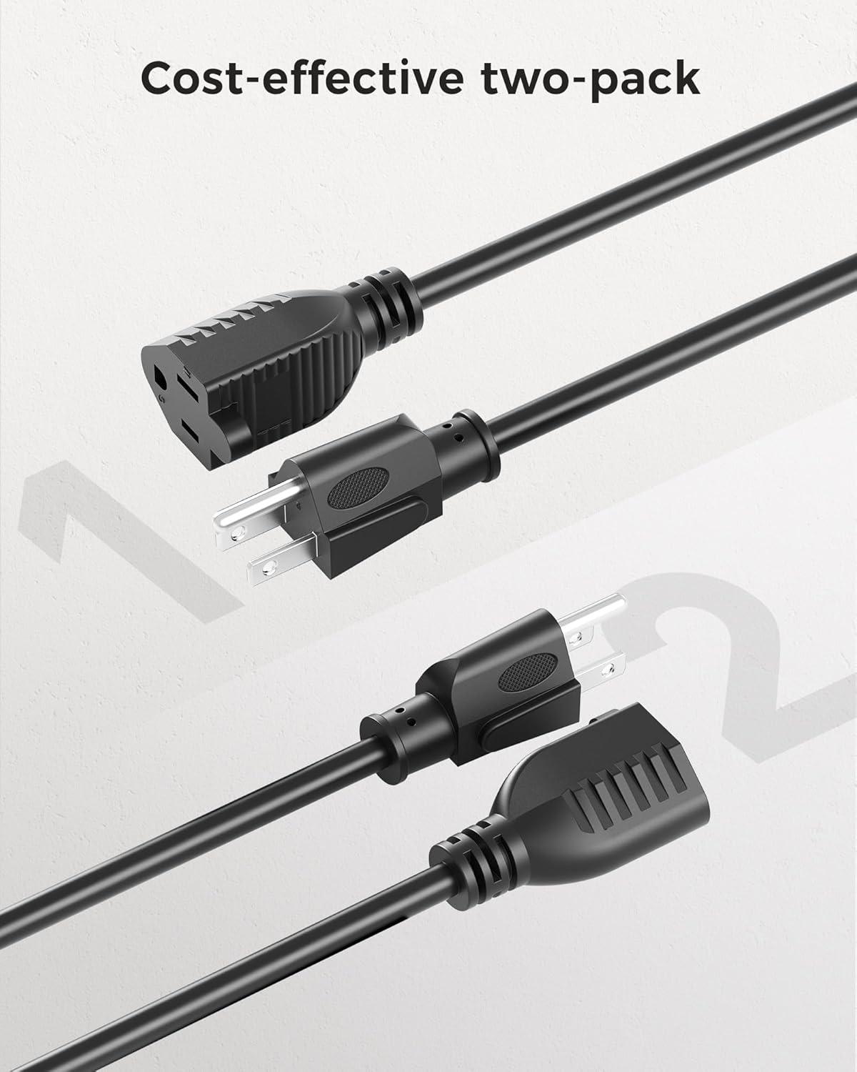 imageUL Listed Cable Matters 2Pack 16 AWG Heavy Duty 13A Power Extension Cord  10ft 3 Prong Power Cord Extension NEMA 515P to NEMA 515R BlackBlack