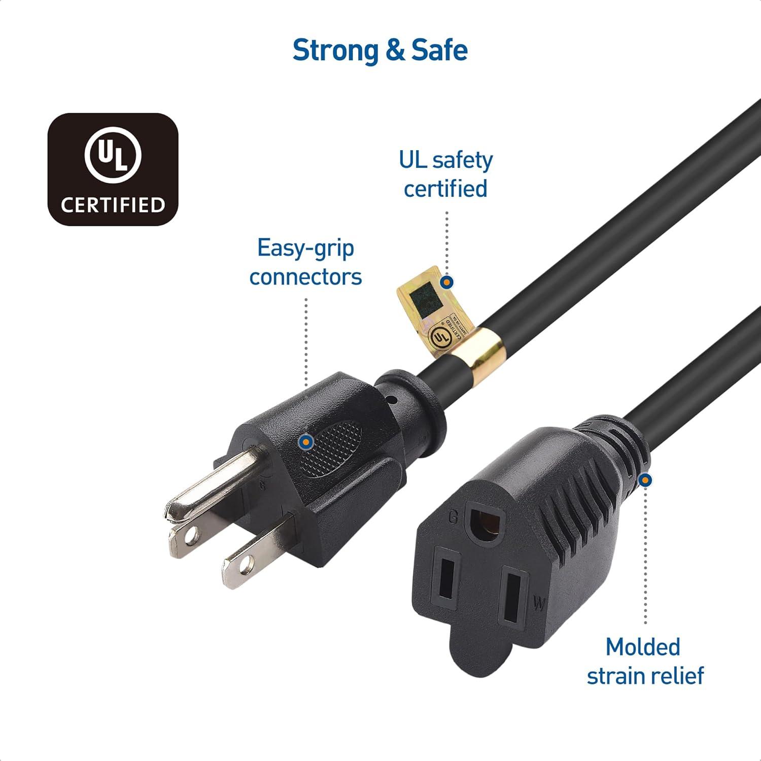 imageUL Listed Cable Matters 2Pack 16 AWG Heavy Duty 13A Power Extension Cord  10ft 3 Prong Power Cord Extension NEMA 515P to NEMA 515R BlackBlack