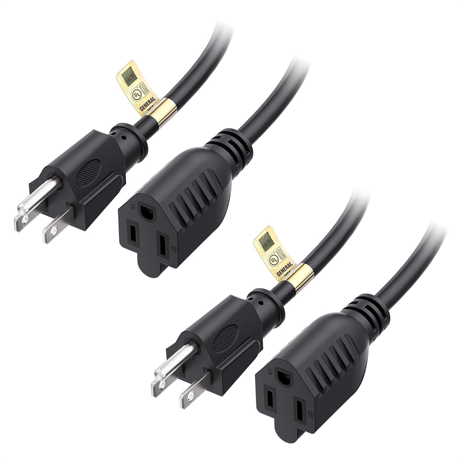 imageUL Listed Cable Matters 2Pack 16 AWG Heavy Duty 13A Power Extension Cord  10ft 3 Prong Power Cord Extension NEMA 515P to NEMA 515R BlackBlack