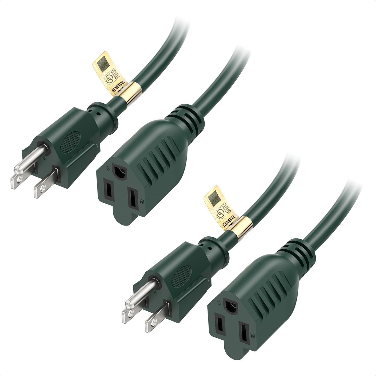 imageUL Listed Cable Matters 2Pack 16 AWG Heavy Duty 13A Power Extension Cord  10ft 3 Prong Power Cord Extension NEMA 515P to NEMA 515R BlackGreen