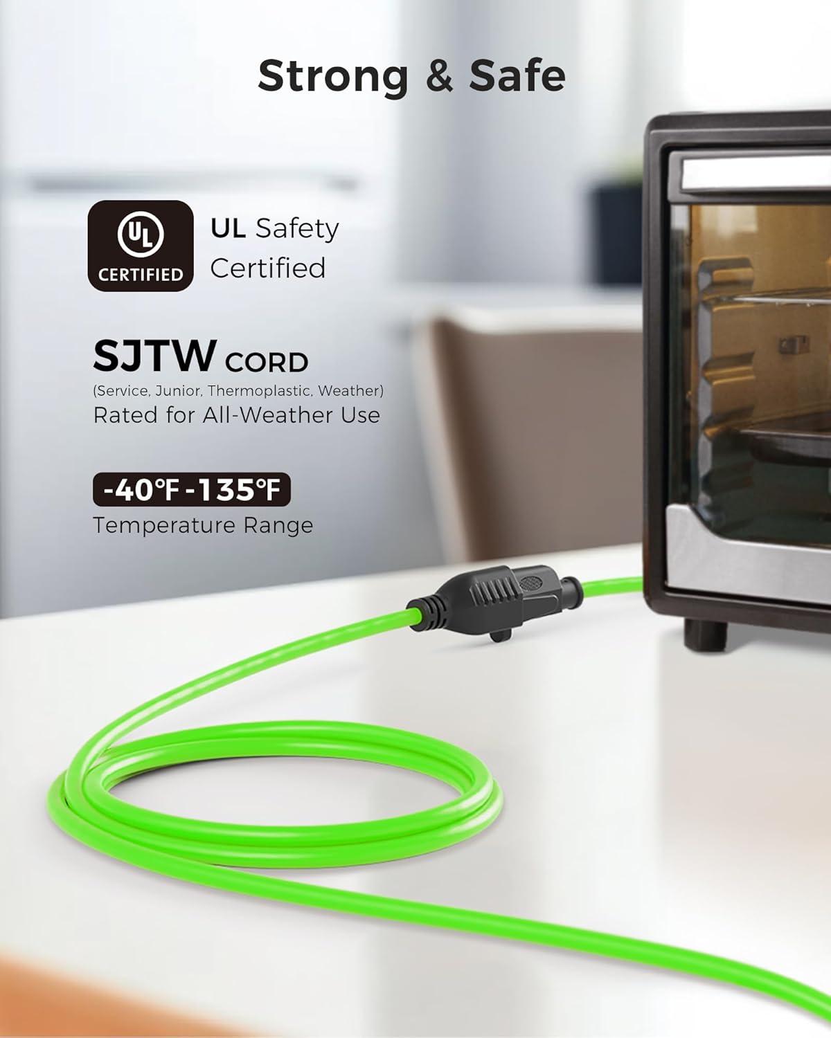 imageUL Listed Cable Matters 2Pack 16 AWG Heavy Duty 13A Power Extension Cord  10ft 3 Prong Power Cord Extension NEMA 515P to NEMA 515R BlackGreen