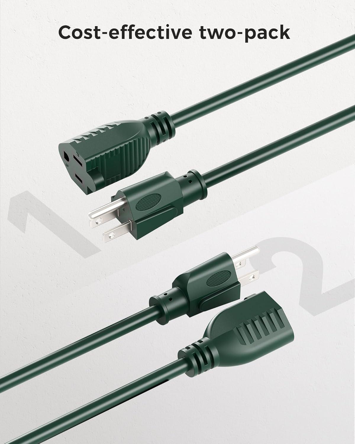 imageUL Listed Cable Matters 2Pack 16 AWG Heavy Duty 13A Power Extension Cord  10ft 3 Prong Power Cord Extension NEMA 515P to NEMA 515R BlackGreen