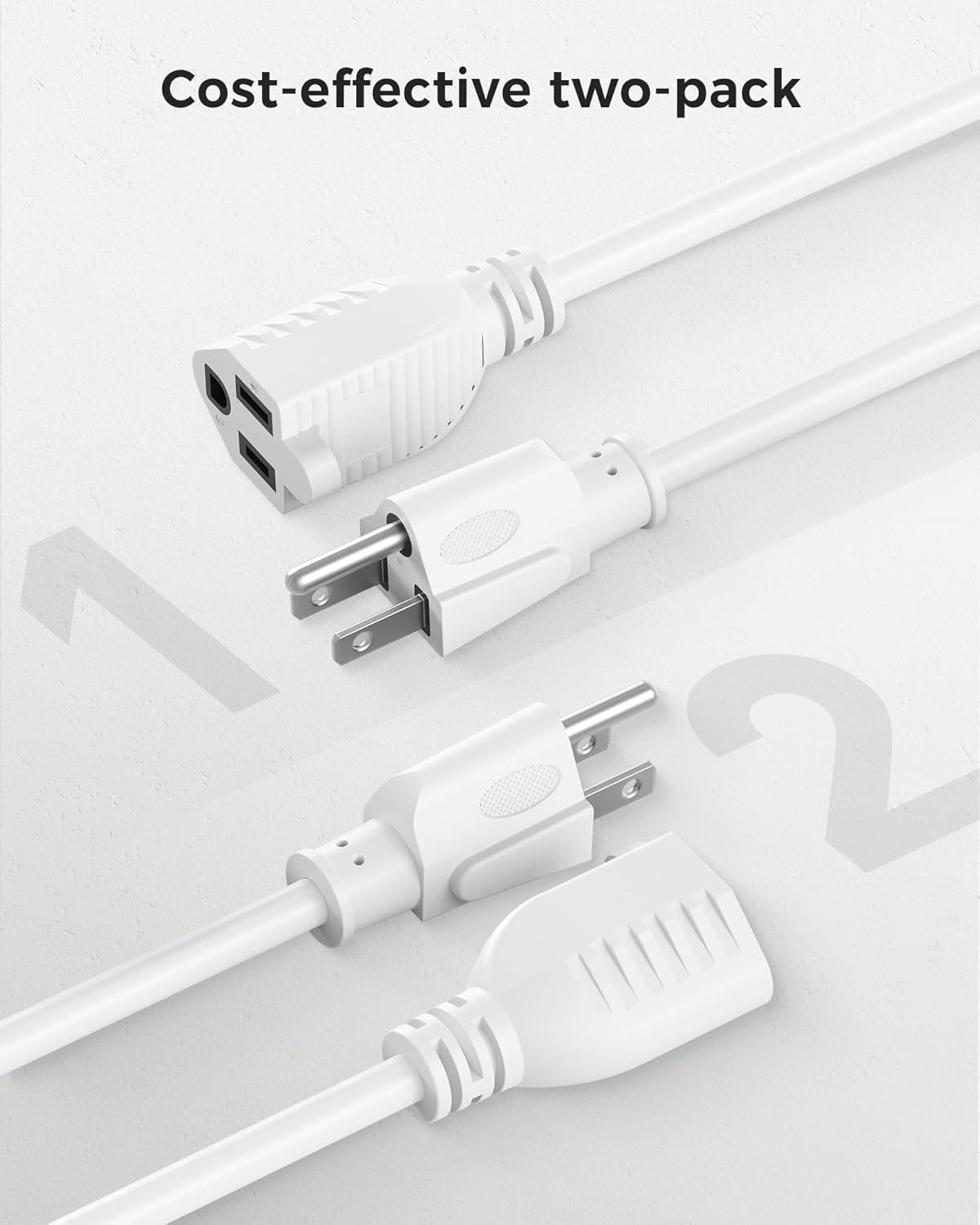 imageUL Listed Cable Matters 2Pack 16 AWG Heavy Duty 13A Power Extension Cord  10ft 3 Prong Power Cord Extension NEMA 515P to NEMA 515R BlackWhite