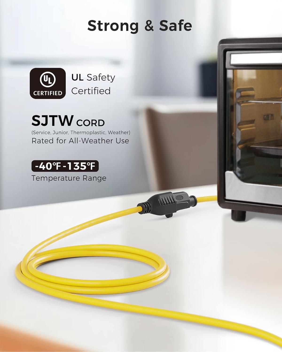 imageUL Listed Cable Matters 2Pack 16 AWG Heavy Duty 13A Power Extension Cord  10ft 3 Prong Power Cord Extension NEMA 515P to NEMA 515R BlackYellow