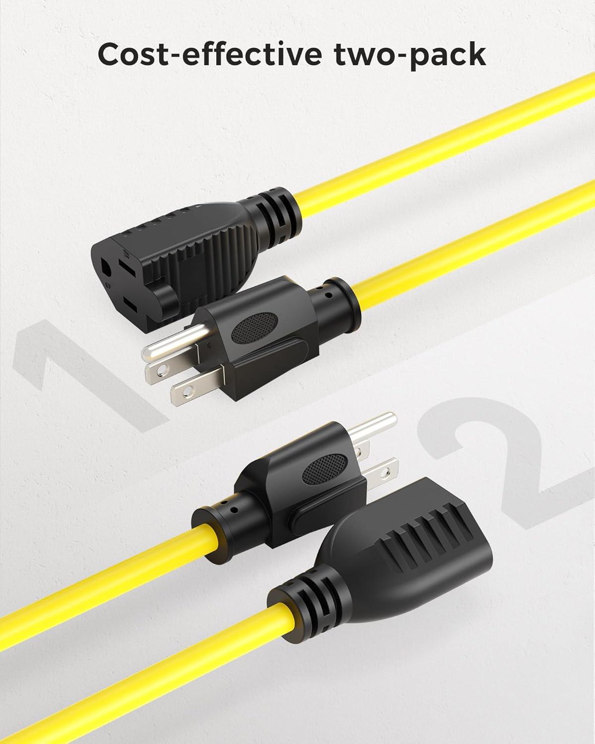 imageUL Listed Cable Matters 2Pack 16 AWG Heavy Duty 13A Power Extension Cord  10ft 3 Prong Power Cord Extension NEMA 515P to NEMA 515R BlackYellow