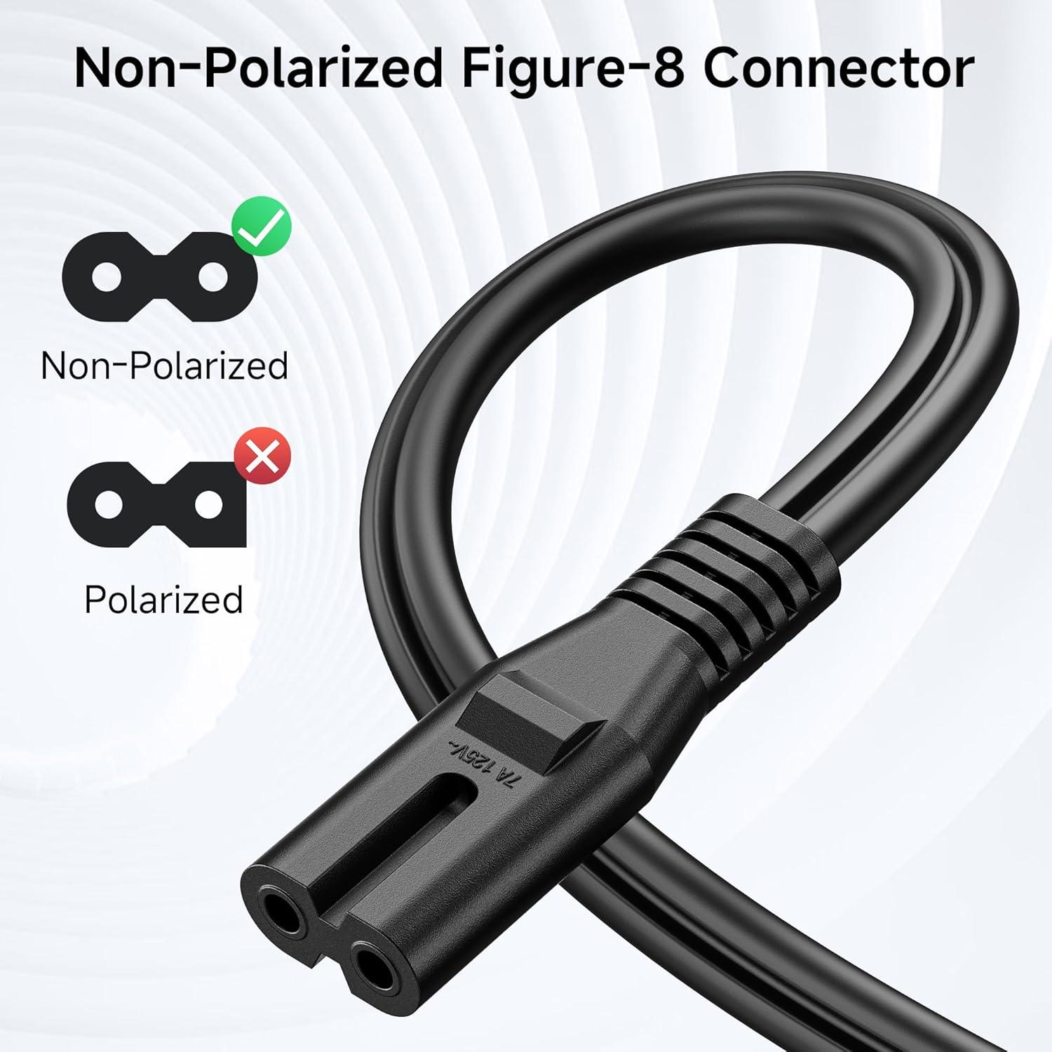 imageUL Listed Cable Matters 2Pack 2 Prong TV Power Cord  6ft AC Power Cord Non Polarized NEMA 115P to IEC C7 Compatible with Samsung LG Sony Insignia TCL Sharp Toshiba Hisense TV PS4 PS510 Feet