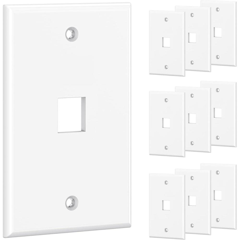 imageUL Listed Cable Matters 10Pack Low Profile 2Port Keystone Jack Wall Plate RJ45 Wall Plate for Keystone Jacks in White1Port