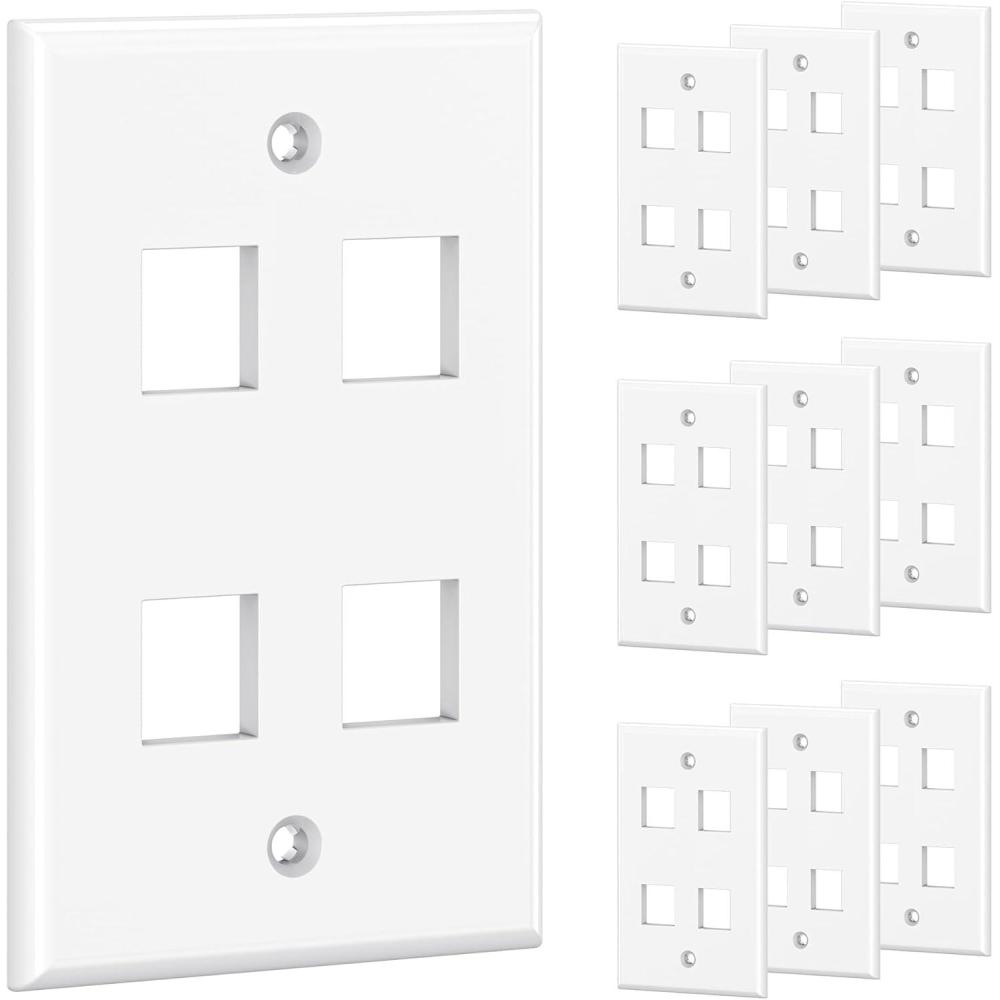 imageUL Listed Cable Matters 10Pack Low Profile 2Port Keystone Jack Wall Plate RJ45 Wall Plate for Keystone Jacks in White4Port