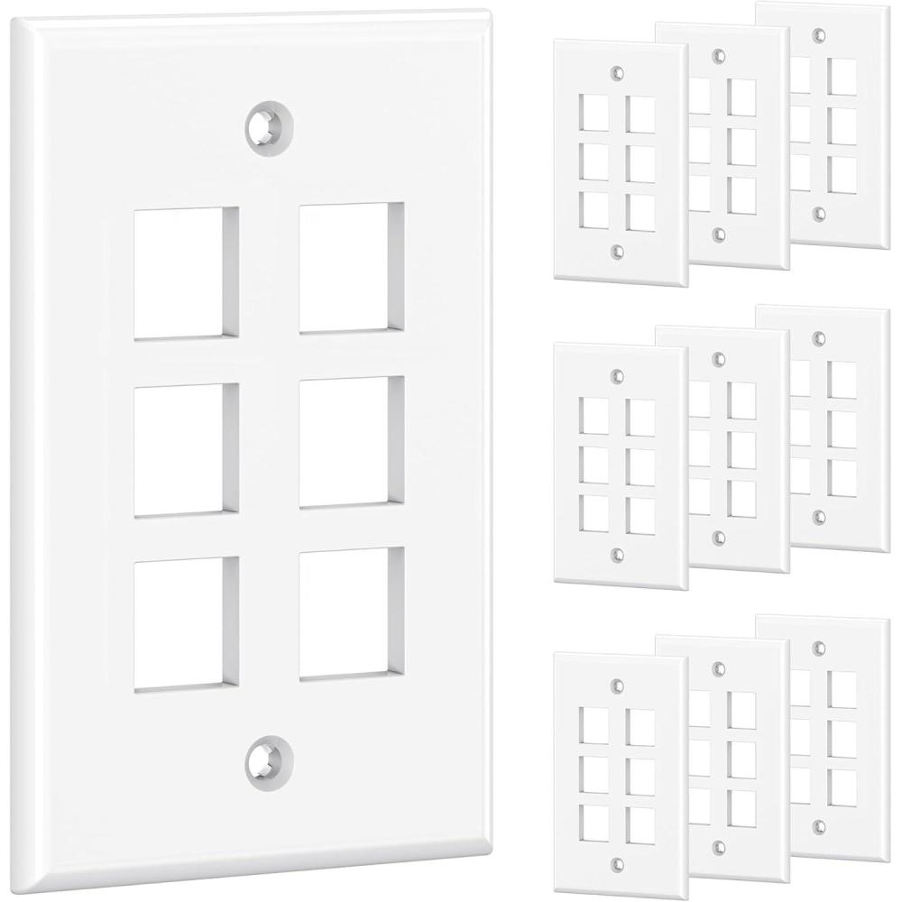 imageUL Listed Cable Matters 10Pack Low Profile 2Port Keystone Jack Wall Plate RJ45 Wall Plate for Keystone Jacks in White6Port