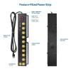 imageCable Matters 1350J Surge Protector with 15A Circuit Breaker 10Outlet Heavy Duty Power Strip with USB and LED Light Mountable Industrial Power Strip Surge Protector in Black for Garage Workshop