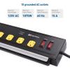 imageCable Matters 1350J Surge Protector with 15A Circuit Breaker 10Outlet Heavy Duty Power Strip with USB and LED Light Mountable Industrial Power Strip Surge Protector in Black for Garage Workshop