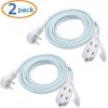 imageCable Matters 2 Pack Premium Braided 3 Outlet Flat Extension Cord 2 Prong 6 ft with Low Profile Plug6 ft