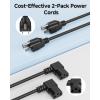 imageCable Matters 2Pack 16 AWG Right Angle Power Cord  6ft 90 Degree AC Power Cord Replacement NEMA 515P to Angled IEC C13 Black6 Feet